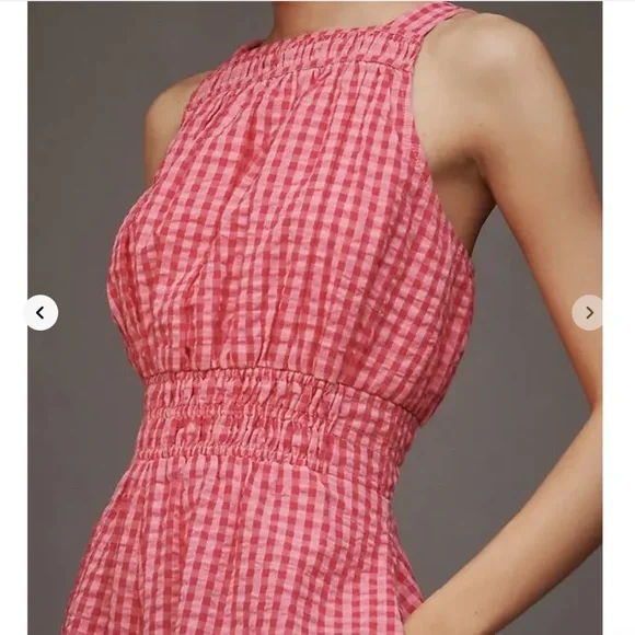 Anthropologie Somerset pink checked romper, XS, GL1303 - Picture 3 of 6